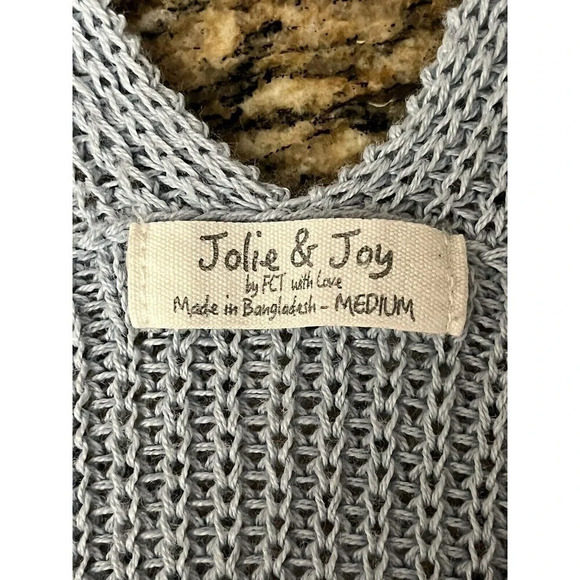 Jolie And Joy Light Blue Vneck Cropped Pullover Crochet Top M Boho Beach Peasent - Picture 8 of 10